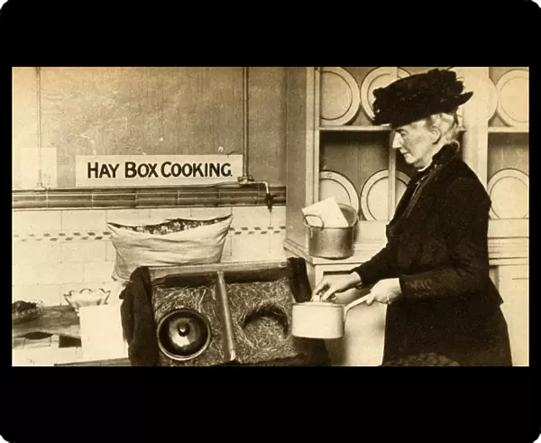 Hay box cooking, First World War, 1914-1918, (1933). Creator: Unknown