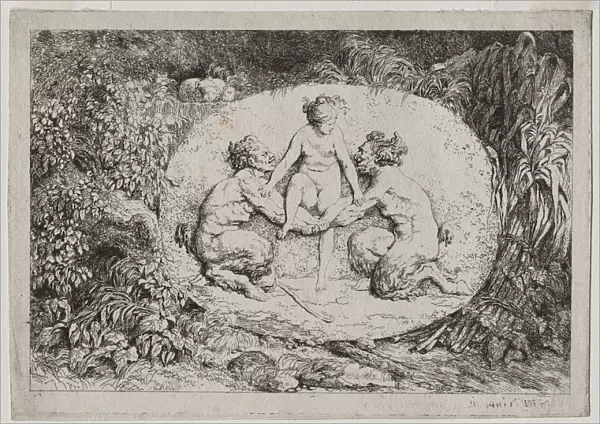 Bacchanales: Nymph Supported by Two Satyrs, 1763. Creator: Jean-Honore Fragonard (French
