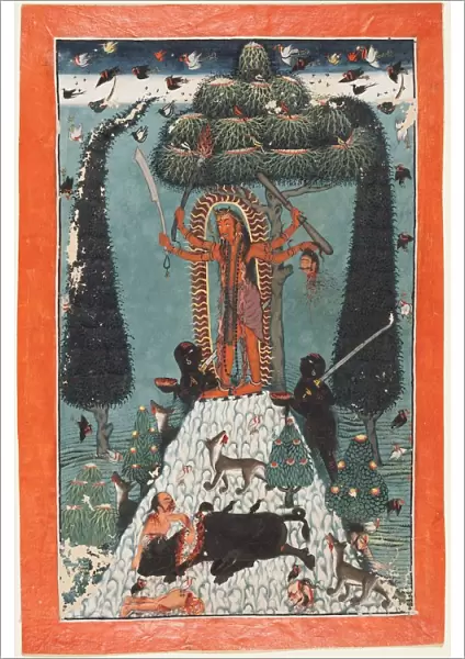The Goddess Kali Standing upon a Mountaintop, c. 1730. Creator: Master of the court of Mandi