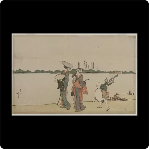 Women and Children Walking Along the Sumida River, early 1800s. Creator: Katsushika Hokusai