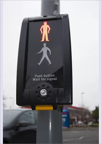 Pedestrian crossing with Radix rotating cone tactile equipment. Creator: Unknown