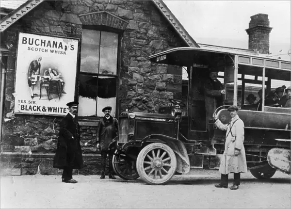 1910 Commer bus at Llanberis station, North Wales. Creator: Unknown