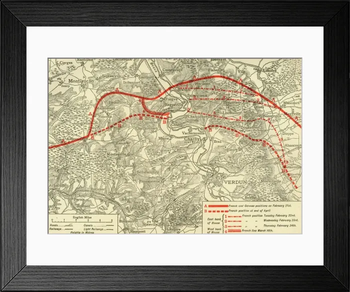 Framed Print : Verdun Battle Positions Print (c1920) Framed Print : Verdun Battle Positions Print (c1920)