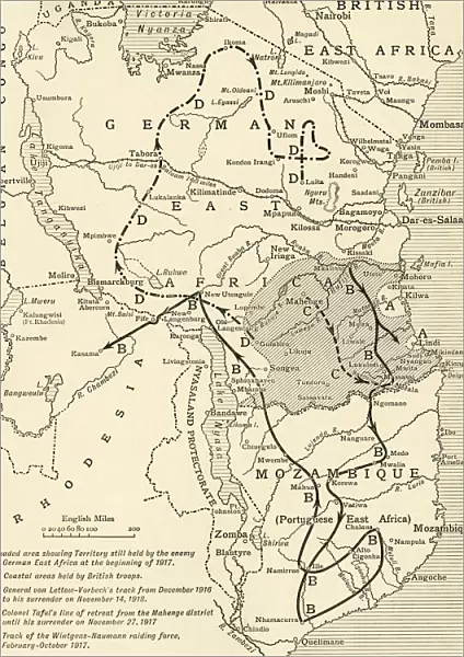 Map illustrating the Closing Phases of the East African Campaign, 1917-18, (c1920)