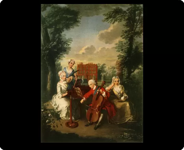 Prince Frederick Louis, Prince of Wales, playing the cello at Kew Palace, c1733-1750, (1942)