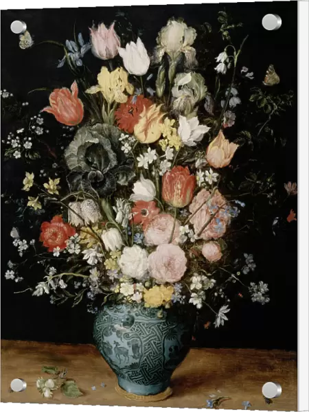 Flowers in blue vase, ca 1608. Creator: Brueghel, Jan, the Elder (1568-1625)