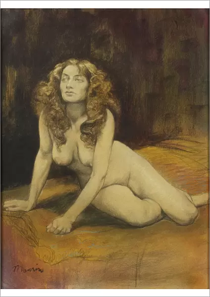 Lying Female Nude, c. 1895. Creator: Maurin, Charles (1856-1914)