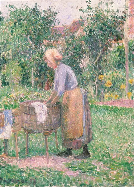 A Washerwoman at Eragny, 1893. Creator: Camille Pissarro