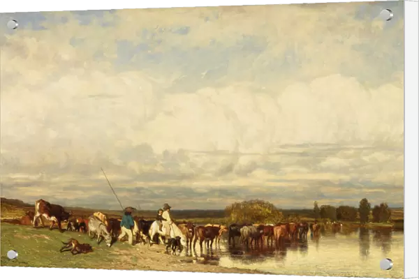 Cows Crossing a Ford, 1836. Creator: Jules Dupré
