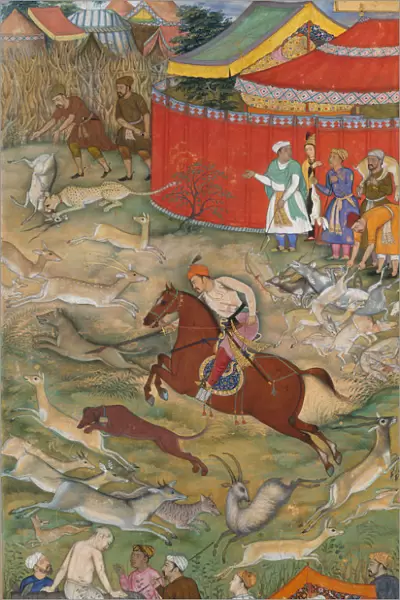 Hamid Bhakari Punished by Akbar, Folio from an Akbarnama, ca. 1604. Creator: Manohar
