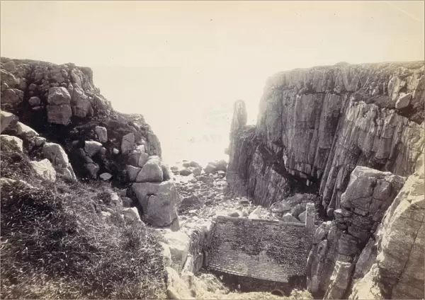 [Rocky Inlet with Seascape], 1870s. Creator: Francis Bedford