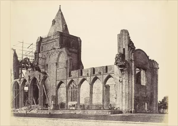 Crowland Abbey, the West Front Under Repair, 1860. Creator: Alfred Capel-Cure