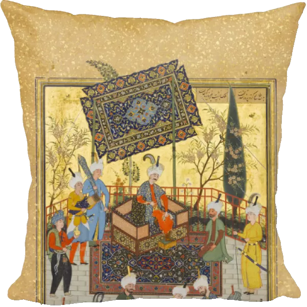 Khusrau Seated on his Throne, Folio 64 from a Khamsa (Quintet) of Nizami, A. H. 931  /  A. D