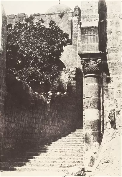 Jerusalem, Saint-Sepulcre, Colonne du parvis, 1854. Creator: Auguste Salzmann