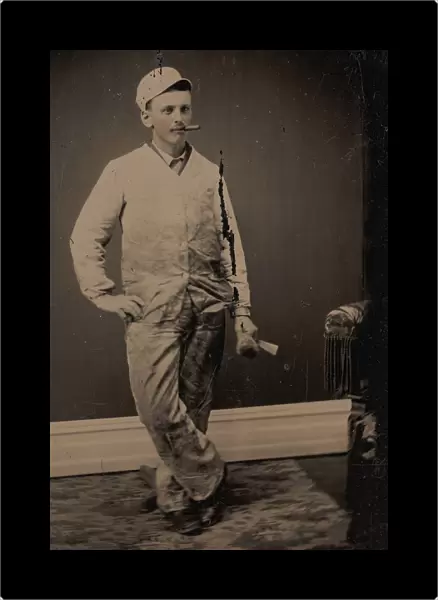 Painter, Smoking a Cigar, Holding a Brush and Scraper, 1870s-80s. Creator: Unknown