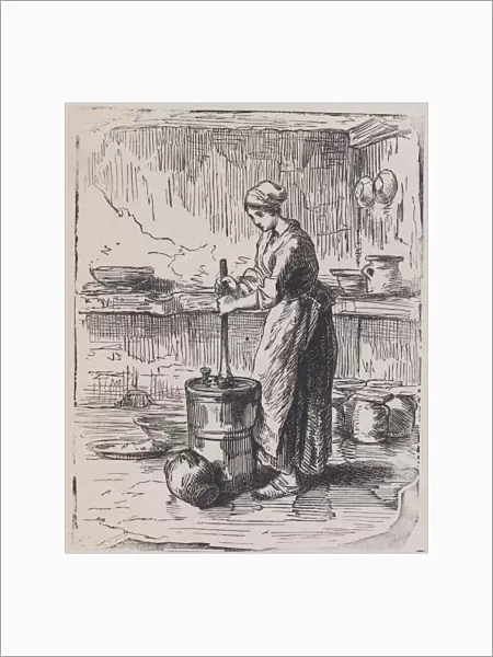 Woman Churning, ca. 1850-59. Creator: Jacques-Adrien Lavieille