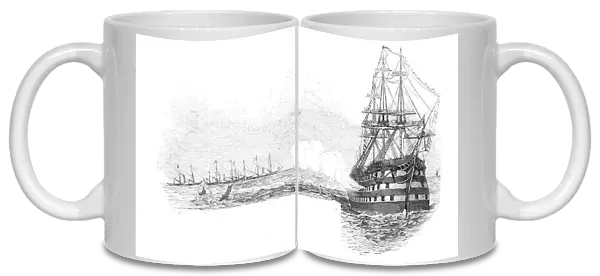 The Flag-Ship 'Ocean', saluting the Royal Squadron, at the Nore, 1844