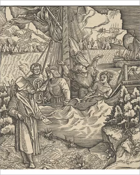Unfalo Endangering Theuerdancks Ship, from Theuerdanck, 1517