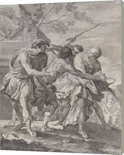 Moses defending the daughters of Jethro, 1732-50. Creator: Pietro Monaco