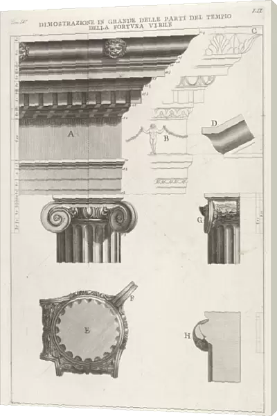 Cornice and column from the Temple of Fortuna Virilis (Tempio della Fortuna Virile)