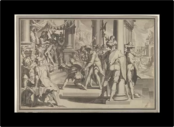 Allegory of Justice (Sanctity of the Law) with a court scene depicting a man being