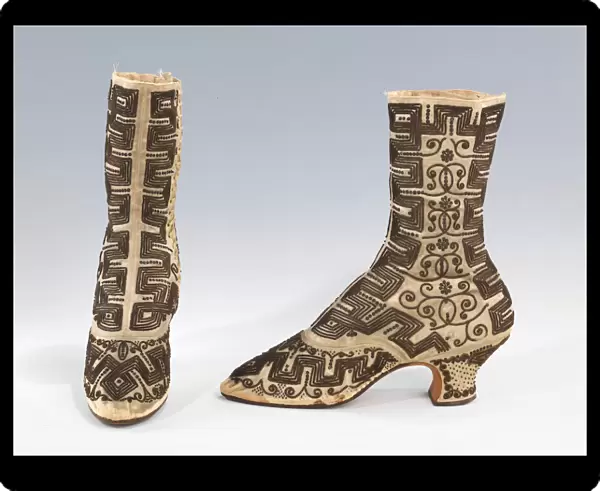 Evening boots, probably French, 1885-90. Creator: Unknown