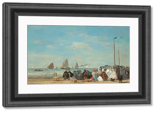 Beach Scene at Trouville, 1863. Creator: Eugene Louis Boudin