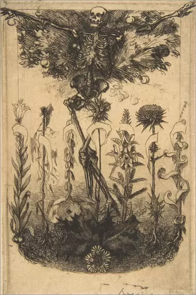 Frontispiece for 'Les Fleurs du Mal', 1857. Creator: Felix Bracquemond