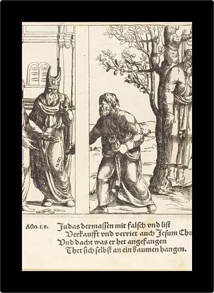 Judas Returns the Thirty Pieces of Silver, 1548. Creator: Augustin Hirschvogel