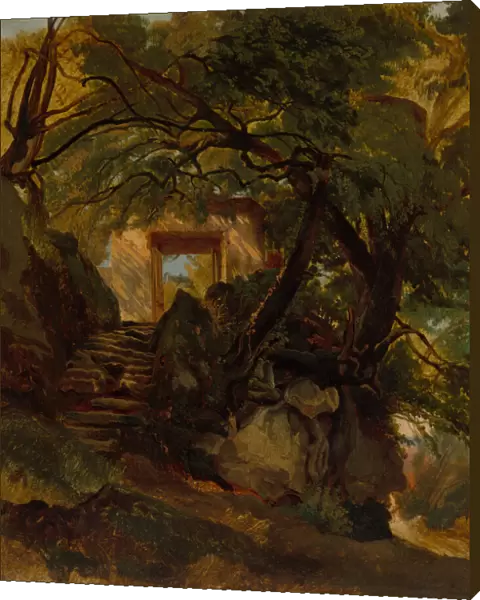 Staircase in the Park of Villa Chigi di Ariccia, 1844  /  1845. Creator: Alexandre Calame