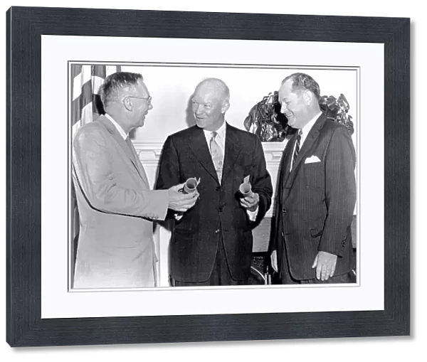 President Eisenhower with Hugh Dryden and T. Keith Glennan, August 19, USA, 1958