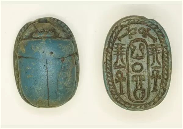 Scarab: Neferkara and Hieroglyphs (ankh and djed signs), Egypt, Middle Kingdom-Second