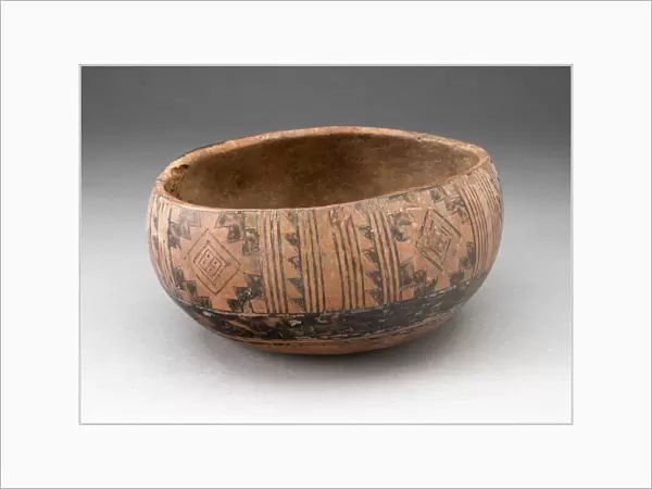 Bowl with Incised and Painted Textile-Like Motifs, A. D. 1400  /  1500. Creator: Unknown