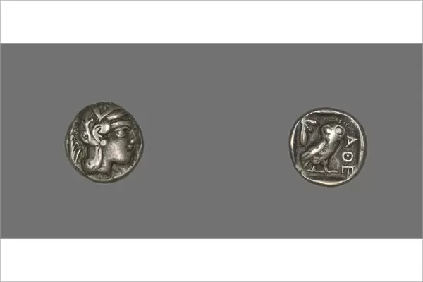Drachm (Coin) Depicting the Goddess Athena, about 490 BCE. Creator: Unknown