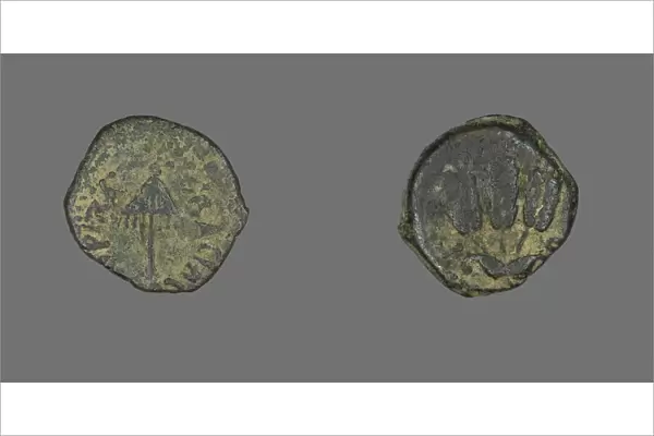 Coin Depicting a Parasol, 40-44, issued by King Agrippa of Judaea. Creator: Unknown