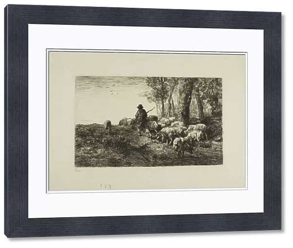 Man with Herd of Pigs, c. 1866. Creator: Charles Emile Jacque