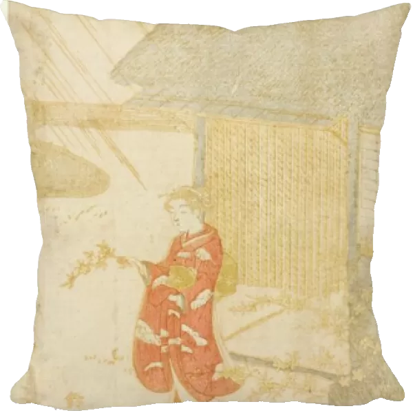 Young Woman Holding a Kerria Branch (parody of Ota Dokan), c. 1764  /  65