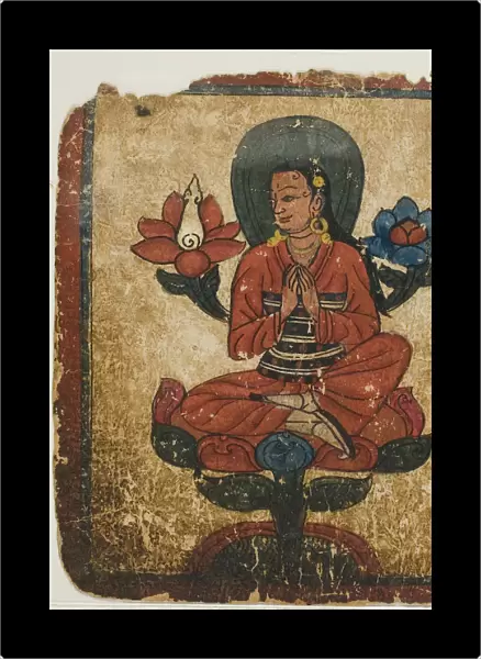 Figure Seated on Lotus, from a Set of Initiation Cards (Tsakali), 14th  /  15th century
