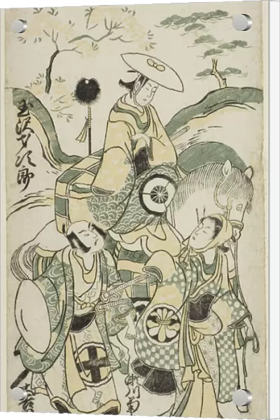 The Actors Tamazawa Saijiro I as Ushiwakamaru, Segawa Kikunojo I as Oroku, and Otani Oniji... 1744. Creator: Torii Kiyomasu
