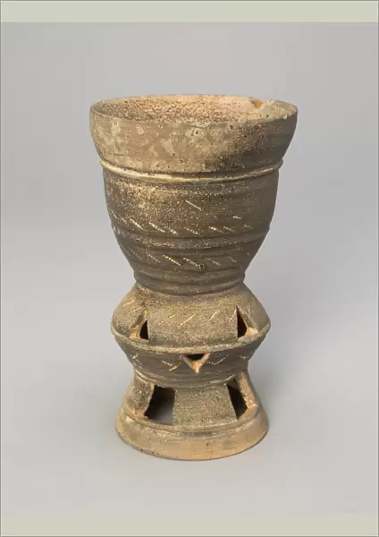 Cup with Interior Rattle and Incised and Openwork Decoration, Korea, Three Kingdoms... 5th century. Creator: Unknown