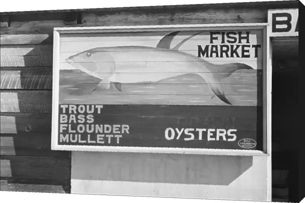 Fish market sign, Beaufort, South Carolina, 1936. Creator: Walker Evans