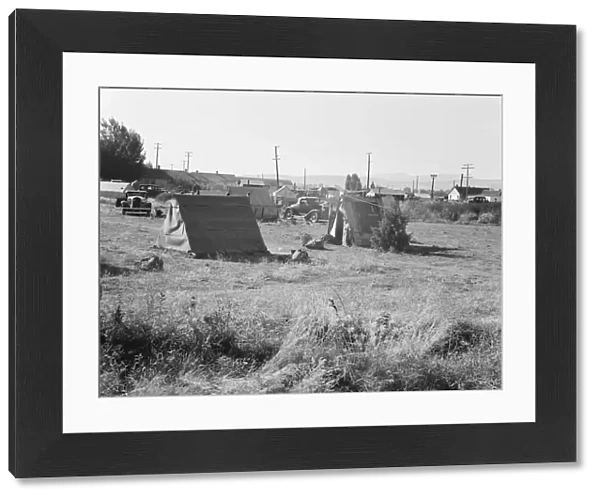 Squatter camp entering potato town, Malin, Klamath County, Oregon, 1939. Creator: Dorothea Lange