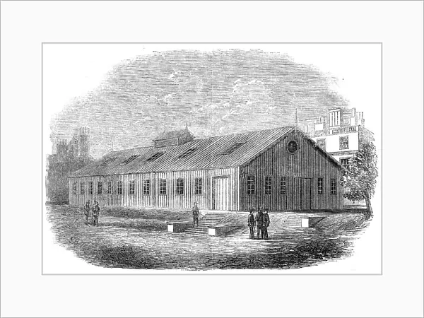 Drill-shed in Burlington Gardens, erected by the South Middlesex Rifle Volunteers, 1862. Creator: Unknown