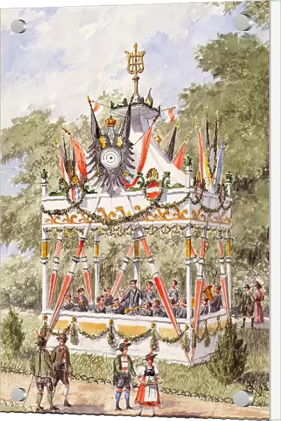 The music pavilion of the Vienna Schützenfest from 1898. Creator: Gustav Korompay