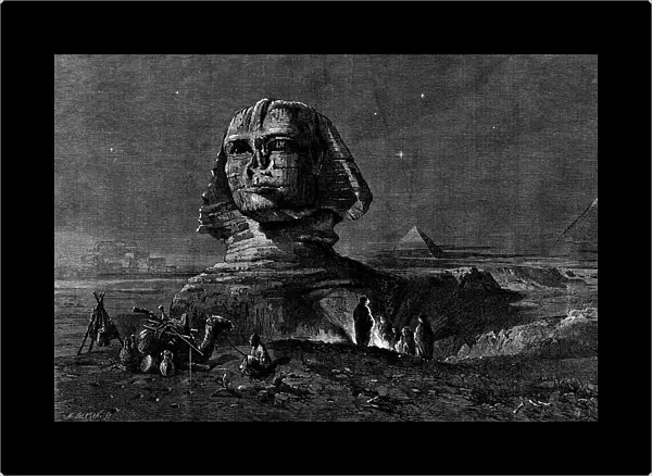 'The Sphinx at Midnight', by Frank Dillon, in the exhibition of the Royal Academy, 1862. Creator: Mason Jackson. 'The Sphinx at Midnight', by Frank Dillon, in the exhibition of the Royal Academy, 1862. Creator: Mason Jackson