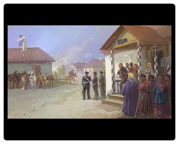 Military Settlement Service of the Siberian Cossacks Welcoming the Authorities, 19th century. Creator: Nikolay Nikolaevich Karazin
