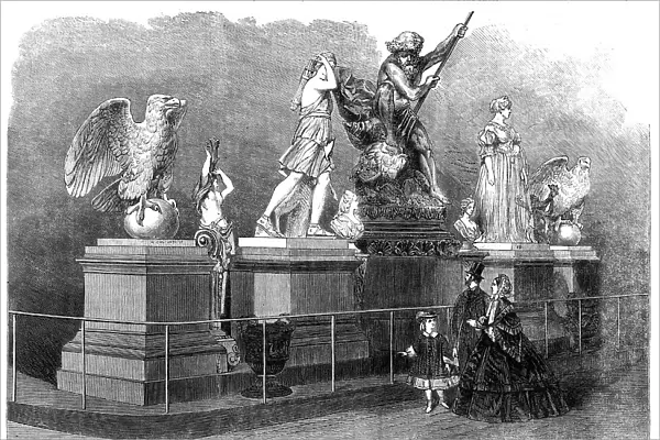 Iron figure castings by M. Ducel, of Paris, in the International Exhibition, 1862. Creator: Unknown
