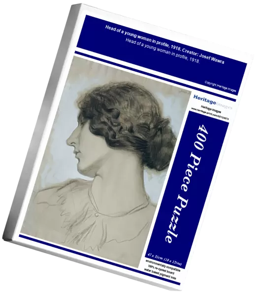 Head of a young woman in profile, 1918. Creator: Josef Wawra