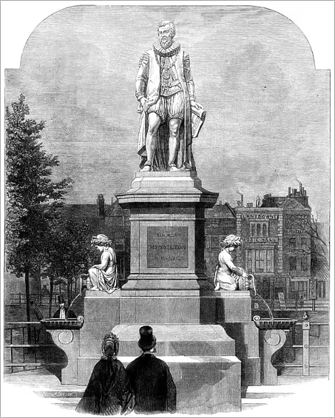 The Statue of Sir Hugh Myddelton at Islington-green, sculptured by the late John Thomas, 1862. Creator: Mason Jackson