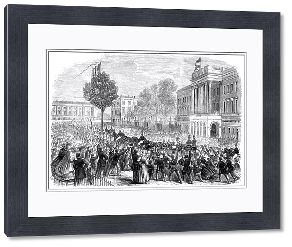 King Leopold's public entry into Brussels...arrival of His Majesty at the palace... 1862. Creator: Unknown